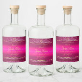 Roze Goud met Glitter en Initialen Productlabels Likeurfles Etiket (Flessen)