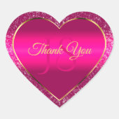 Roze Goud met Glitter en Initialen Schattige Bedan Hart Sticker (Voorkant)