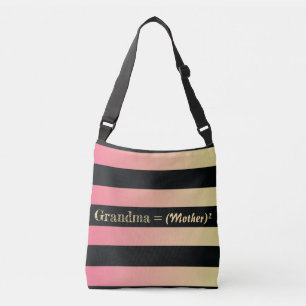 roze goud met zwarte gestreepte oma cadeau crossbody tas