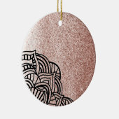 Roze Goud Met Zwarte Medaillon Keramisch Ornament (Rechts)