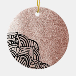 Roze Goud Met Zwarte Medaillon Keramisch Ornament