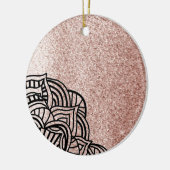 Roze Goud Met Zwarte Medaillon Keramisch Ornament (Links)