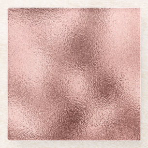 Roze Goud Metaal: Vintage Glans. Glazen Onderzetter