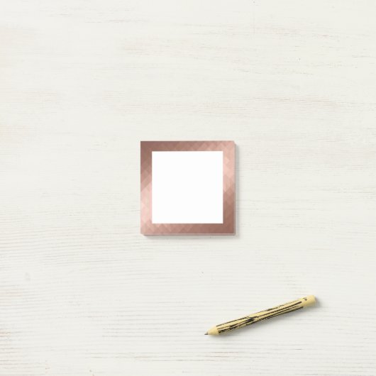 Roze goud metallic effect geometrisch chique ontwe post-it® notes (Op bureau)