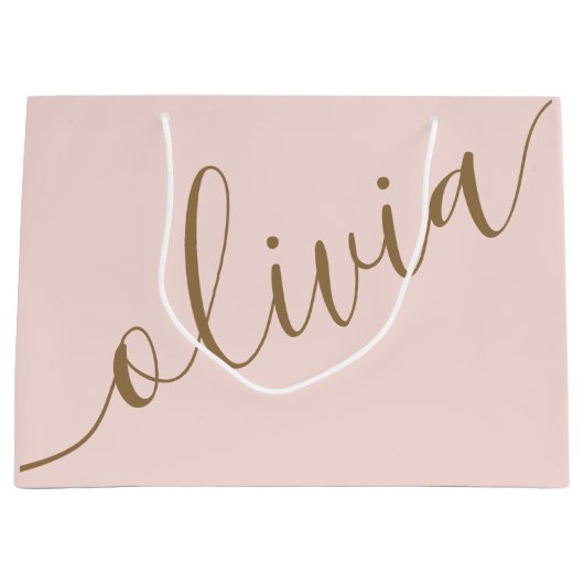 Roze Goud Minimalistisch Modern Monogram Elegant Groot Cadeauzakje (Voorkant)