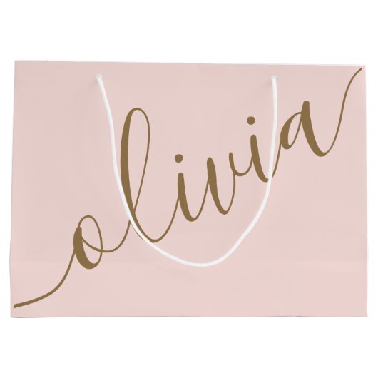 Roze Goud Minimalistisch Modern Monogram Elegant Groot Cadeauzakje (Achterkant)