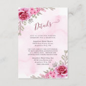 Roze Goud Minimalistische Bloemenbruiloft Informatiekaartje (Voorkant)