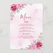 Roze Goud Minimalistische Bloemenbruiloft Menu (Voorkant)
