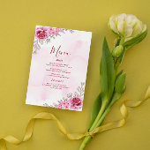 Roze Goud Minimalistische Bloemenbruiloft Menu