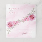 Roze Goud Minimalistische Bloemenbruiloft Plaatskaartje (Buitenkant ongevouwen)