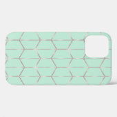 Roze Goud & Mint Chic Zeshoek Geometrische Glamour Case-Mate iPhone Case (Achterkant (horizontaal))