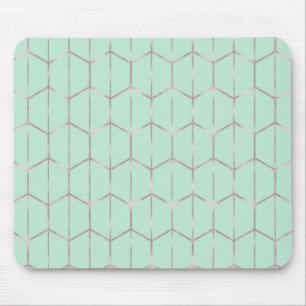 Roze Goud & Mint Chic Zeshoek Geometrische Glamour Muismat
