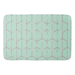 Roze Goud & Mint Chique Zeshoek Geometrische Glamo Badmat