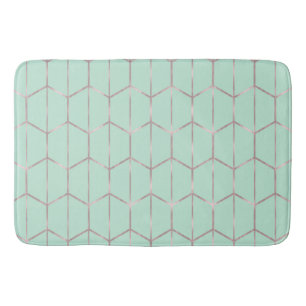Roze Goud & Mint Chique Zeshoek Geometrische Glamo Badmat