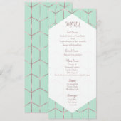 Roze Goud Mintgroene Chic Geometrische Trouwmenu Menu (Voorkant / Achterkant)