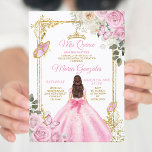 Roze & Goud Mis Quince 15 Anos Vlinder Kroon Kaart<br><div class="desc">Quinceañera Roze Vlinder Gouden Kroon Uitnodiging Mis Quince 15 Anos,  16e Verjaardag, </div>