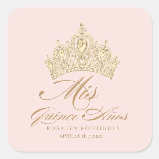 Roze Goud Mis Quince Anos Sticker (Voorkant)