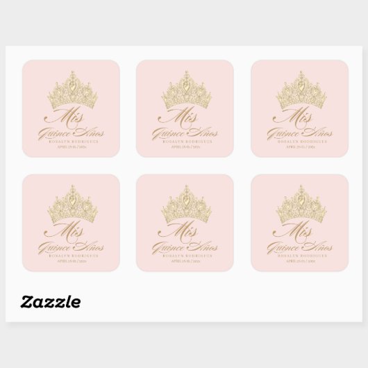 Roze Goud Mis Quince Anos Sticker (Vel)