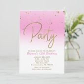Roze & Goud Modern Glam Confetti Verjaardagsfeest Kaart (Staand voorkant)