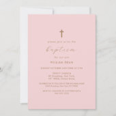 Roze & Goud Modern Script Boho Cross Doop Kaart (Voorkant)