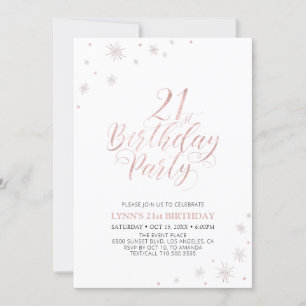 Roze Goud Modern Typografie 21e Verjaardagsfeest Kaart