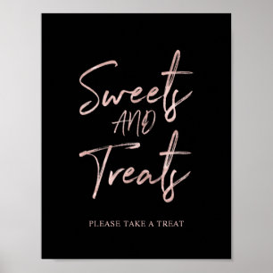 Roze Goud Moderne Borstel Lettering Dessert Bar Bo Poster
