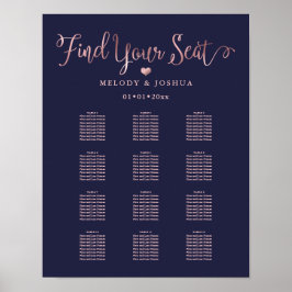 Roze Goud Moderne Calligraphy Zitplaatsen DIY acht Poster