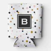 Roze & Goud Moderne Confetti Stippen Patroon Monog Blikjeskoeler (Voorkant)