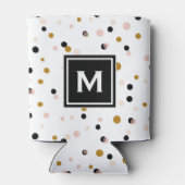 Roze & Goud Moderne Confetti Stippen Patroon Monog Blikjeskoeler (Achterkant)