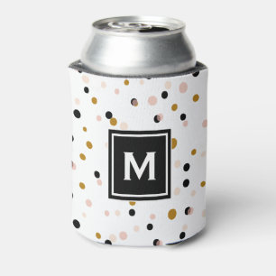 Roze & Goud Moderne Confetti Stippen Patroon Monog Blikjeskoeler