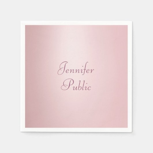 Roze Goud Moderne Elegante Handgeschreven Script Servet (Voorkant)