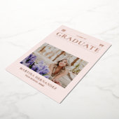 Roze Goud Moderne Foto Afstudeer Uitnodiging (Gedraaid)