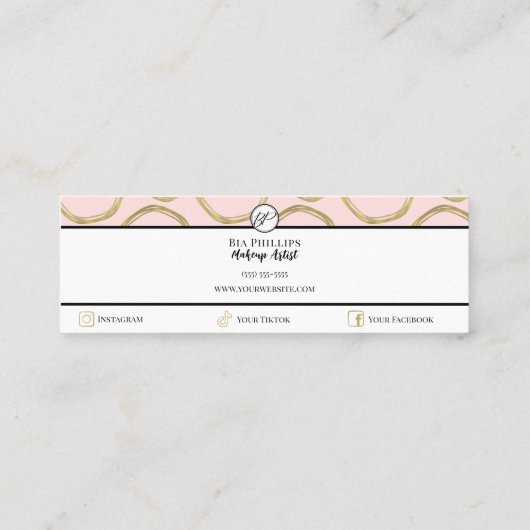 Roze & Goud Moderne Glam Elegante Cirkels Mini Visitekaartje (Achterkant)