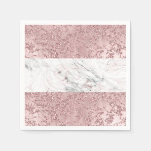 Roze Goud Moderne Glam Marmer & Glitter Decoratie Servet