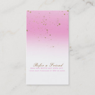 Roze & Goud Moderne Glamour Chic Verwijs een Vrien Aanbevelingskaartje