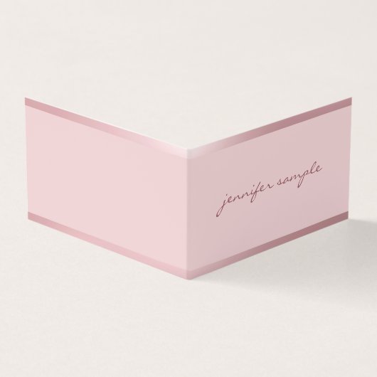 Roze Goud Moderne Handgeschreven Script Naam Elega Visitekaartje (Buitenkant)