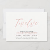 Roze Goud Moderne Lettertype 12e Verjaardagsfeestj Kaart (Voorkant)