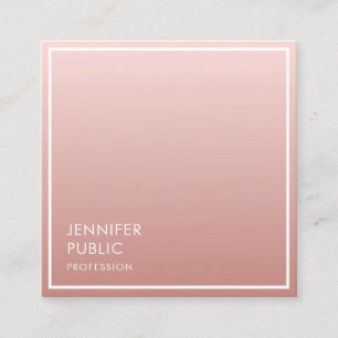 Roze Goud Moderne Minimalistische Sjabloon Elegant Vierkante Visitekaartje
