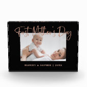 Roze goud | Moderne script eerste Moederdag Fotoblokken (Voorkant)