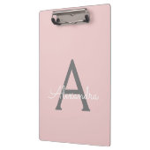 Roze Goud Moderne Script Vrouwelijke Monogram Naam Klembord (Links)