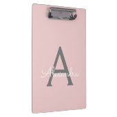Roze Goud Moderne Script Vrouwelijke Monogram Naam Klembord (Rechts)