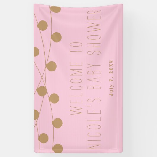 Roze & Goud Moderne Strijklichten Chique Party Ban Spandoek (Verticaal)