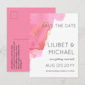 Roze Goud Moderne Trouwdatum Bewaar Postkaart (Voorkant / Achterkant)