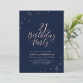 Roze Goud | Moderne Typografie 21e Verjaardagsfees Kaart (Staand voorkant)