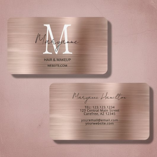 Roze Goud Monogram Elegant Modern Visitekaartje