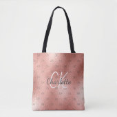 Roze goud monogram elegante script tote bag (Voorkant)