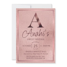 Roze Goud Monogram Sweet Sixteen