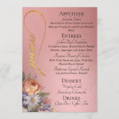 Roze Goud - Monogram, Wilde Bloemen & Dank Je Menu (Voorkant)