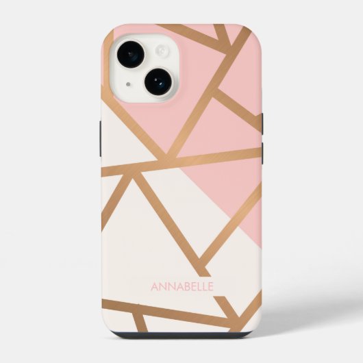 Roze Goud Mozaïek iPhone Hoesje (Achterkant)
