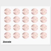 Roze goud naam ronde sticker (Vel)